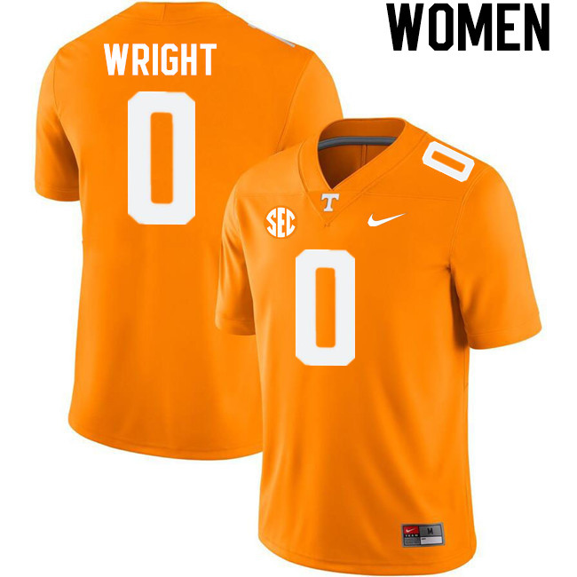 Women #0 William Wright Tennessee Volunteers College Football Jerseys Stitched-Orange